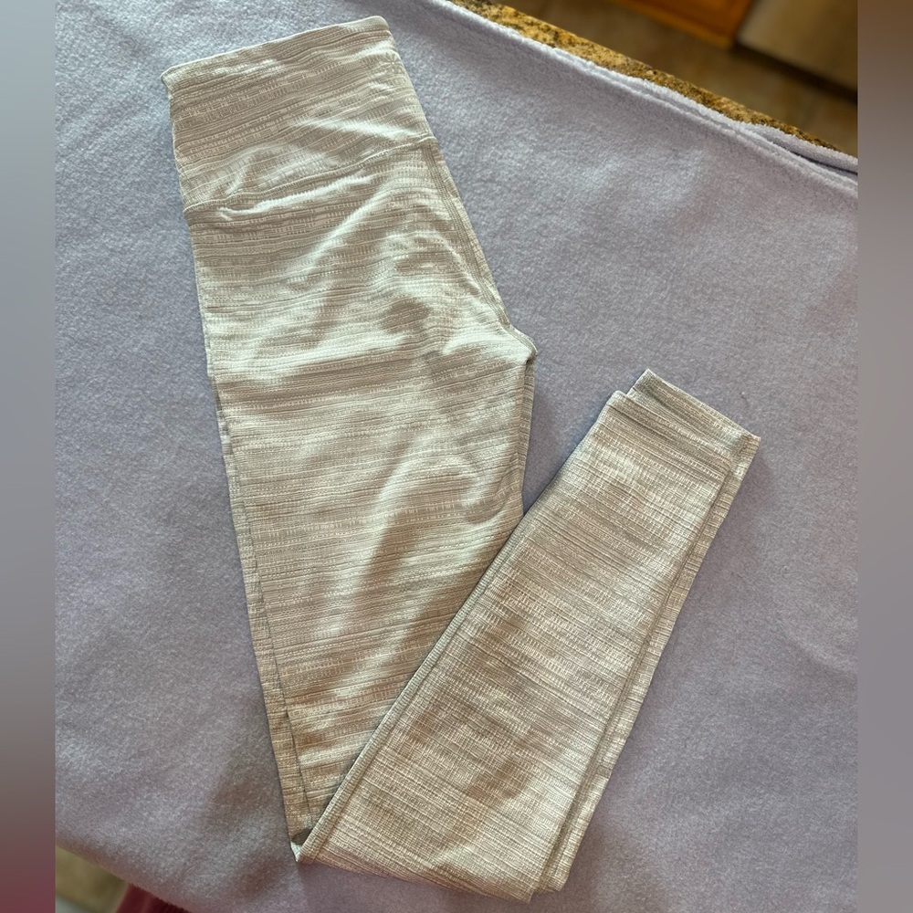 Athleta Light Gray Design Leggings- Size Small